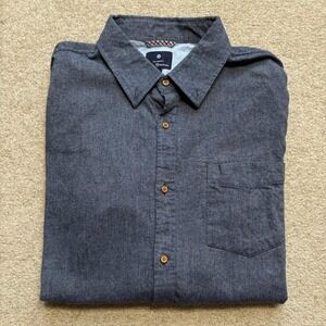 Ben Sherman Shirt Mens XL Blue Solid Cotton Button Up Long Sleeve Casual Woven